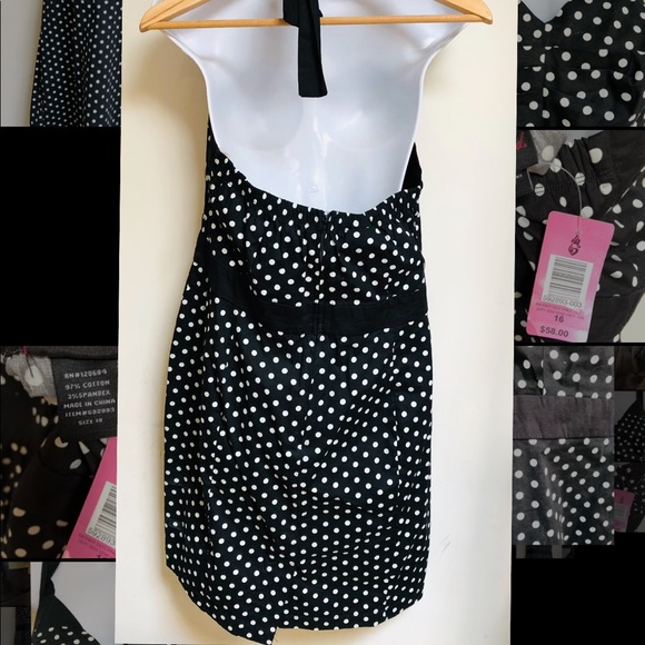 SOLD TORRID halter black white polka dot pin-up dress - Picture 4 of 8